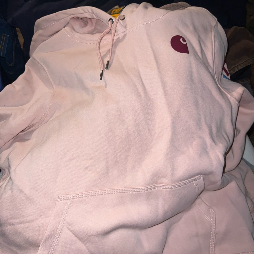 Carhartt Pink Hoodie with Maroon Logo